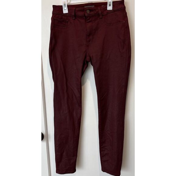 DL1961 Florence Ankle Mid Rise Instasculpt Skinny 27 Merlot Red Waxy finish - Picture 2 of 4
